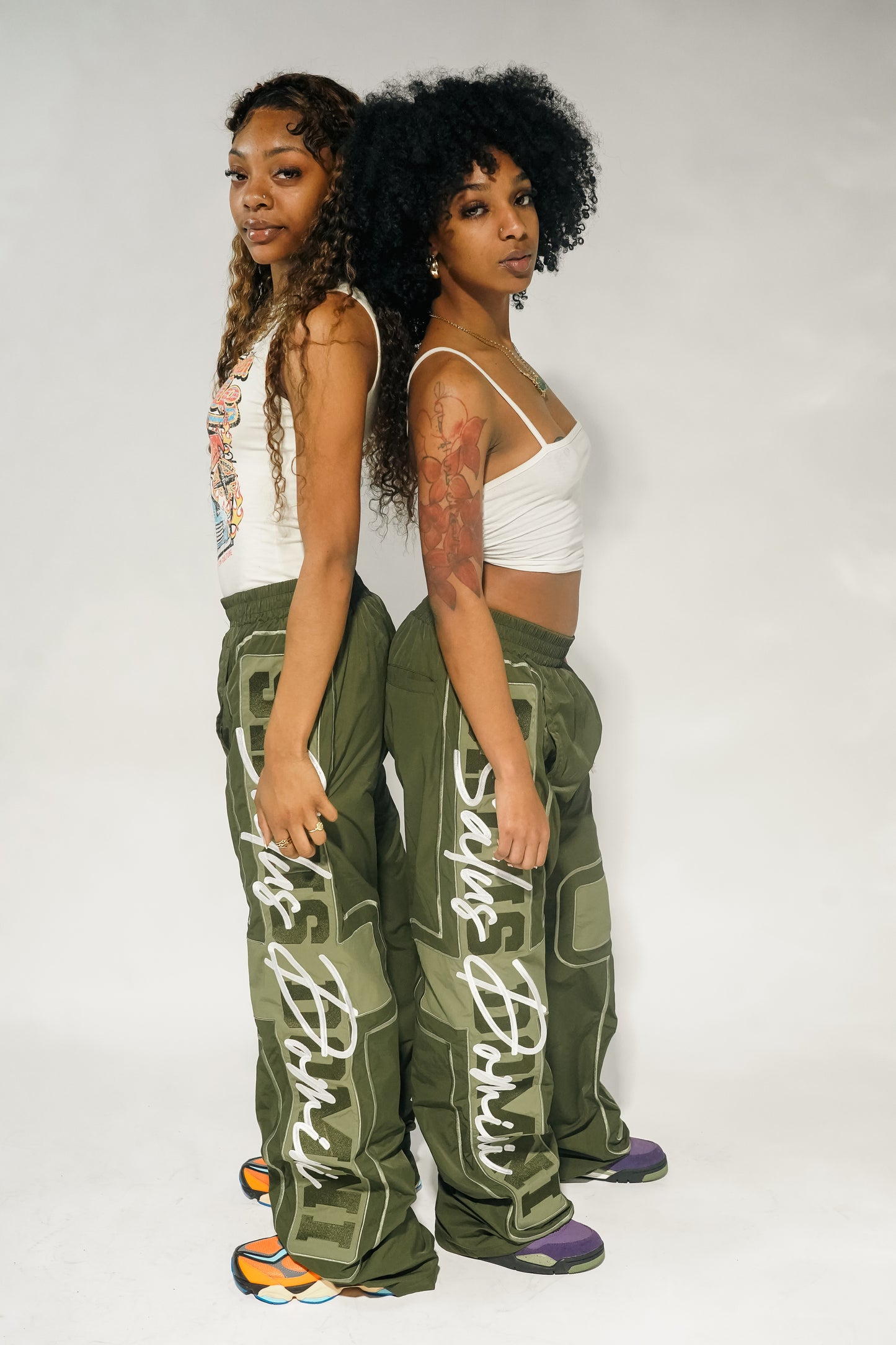 ARMY OLIVE Nylon Track Pants
