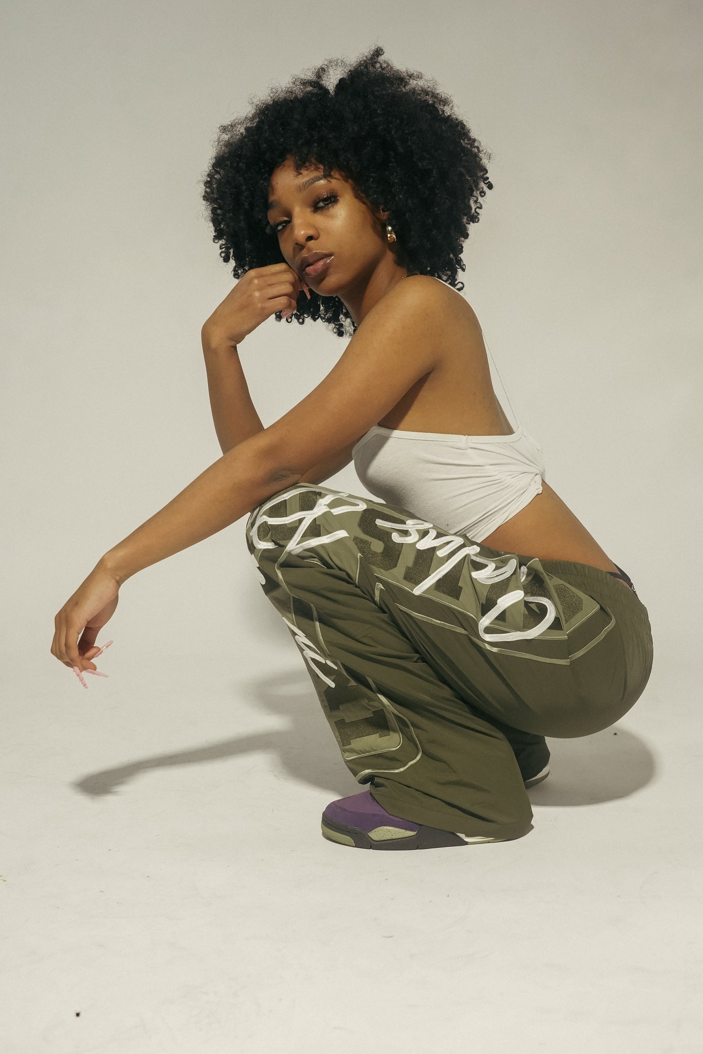 ARMY OLIVE Nylon Track Pants