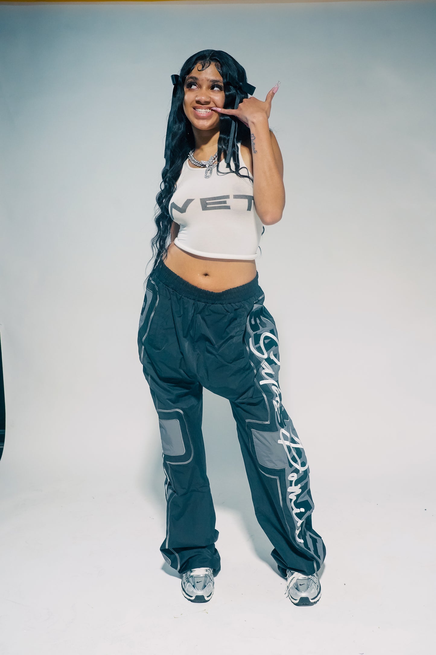 BRAND BLACK Nylon Track Pants