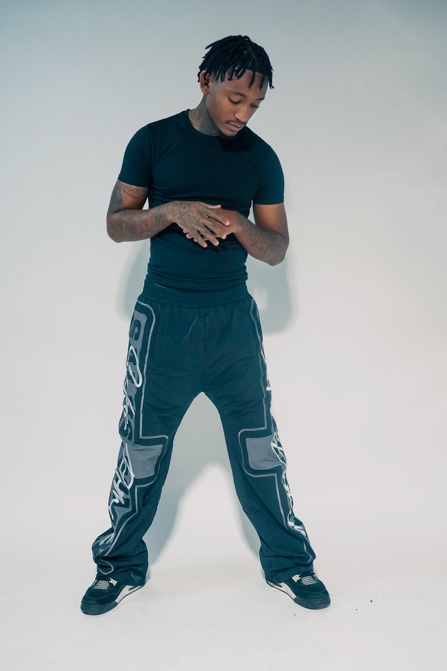 BRAND BLACK Nylon Track Pants