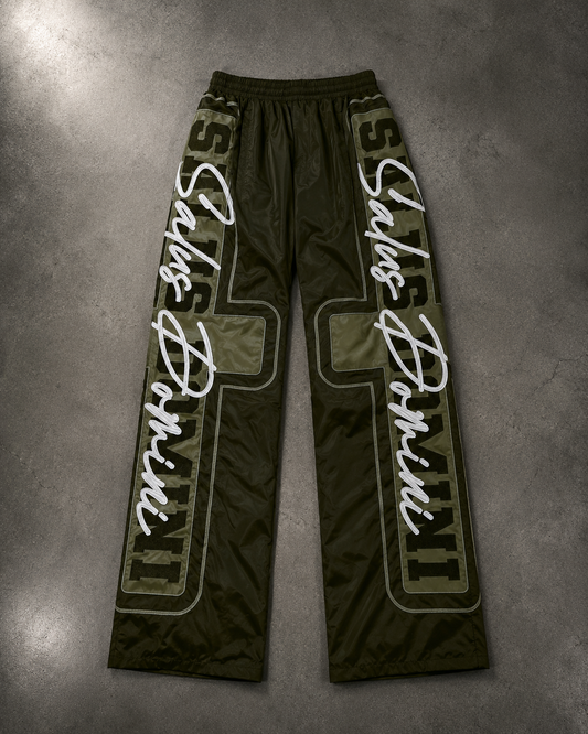 ARMY OLIVE Nylon Track Pants