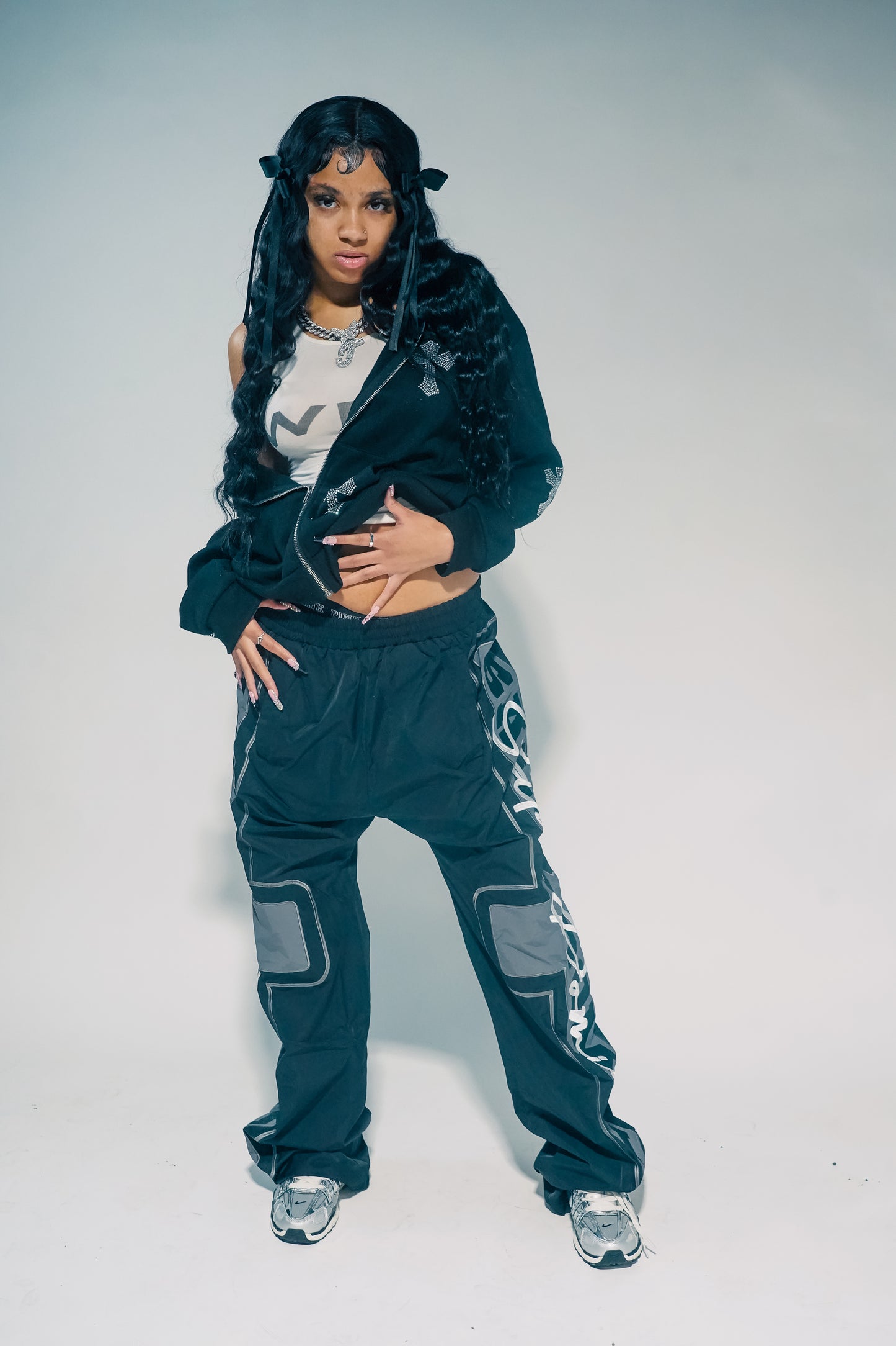 BRAND BLACK Nylon Track Pants